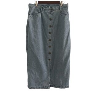 Christopher & Banks Women’s Sz 16 Denim Blue Light wash Button-Down Midi Skirt